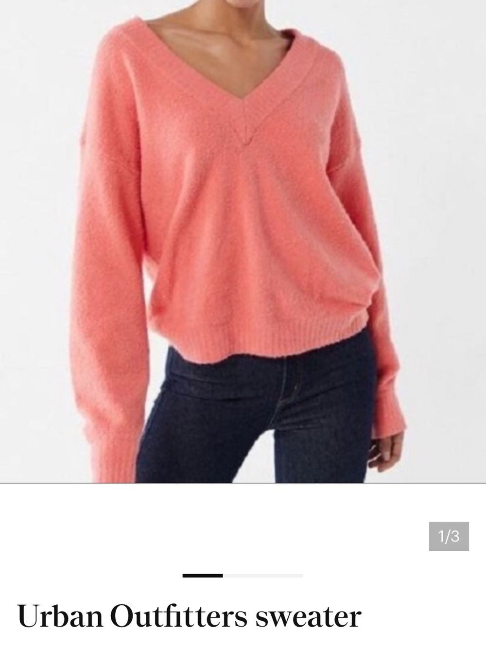 Urban Outfitters Coral-Peach V-Neck Sweater